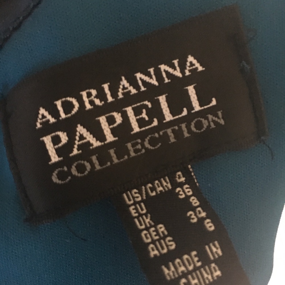 SIZE 4 Adrianna Papell Blue Drape Shoulder Dress - Picture 4 of 8